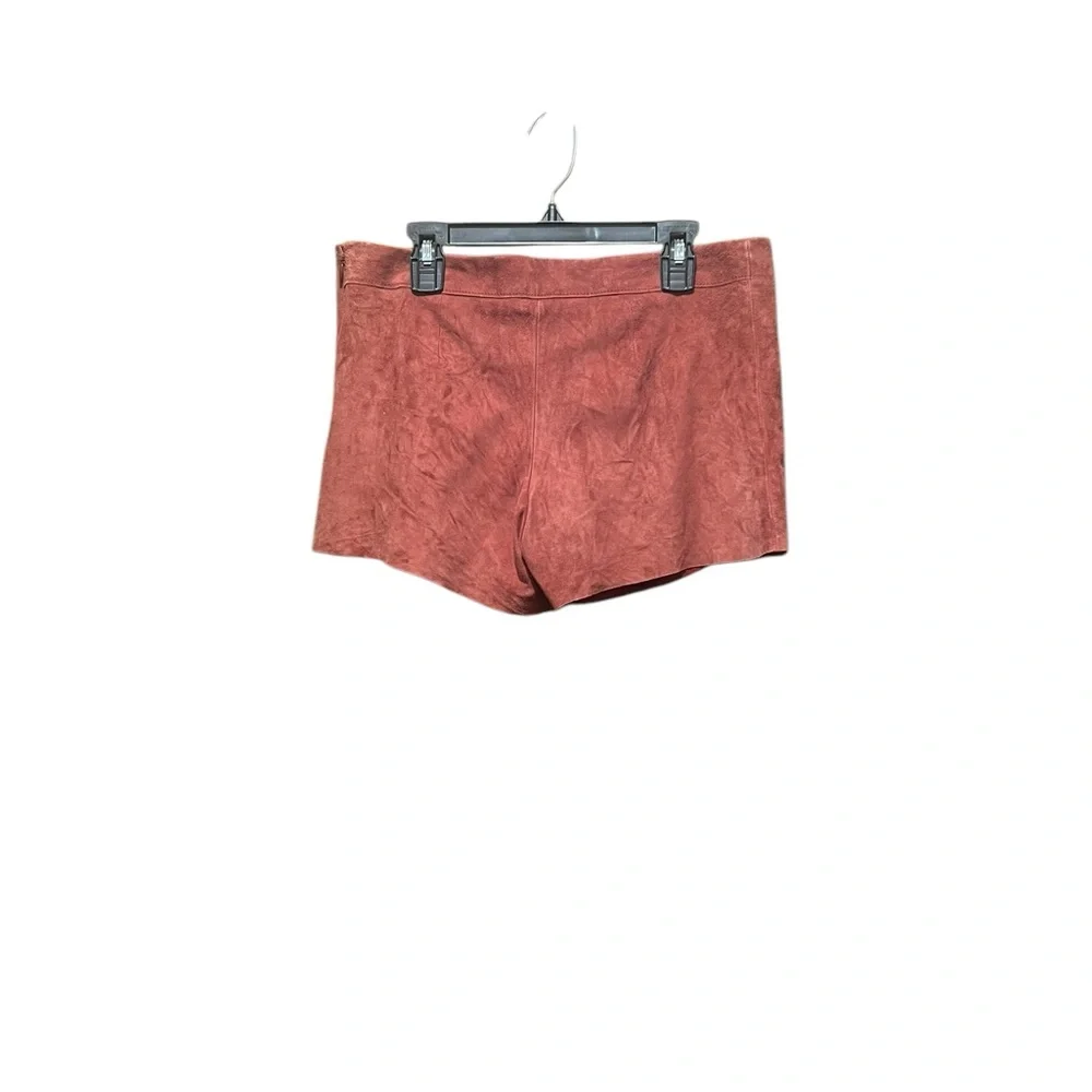 Tory Burch Brick‎ Color Lined Hidden Side Zipper Cattle Leather Shorts Size 4